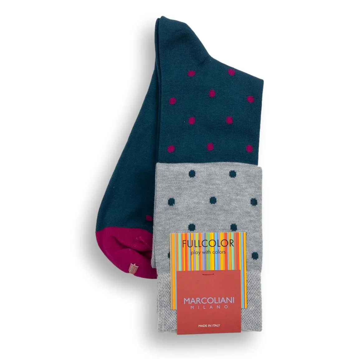 Pima Cotton Color Block Polka Dot Over-the-Calf Dress Socks sold by The Andover Shop