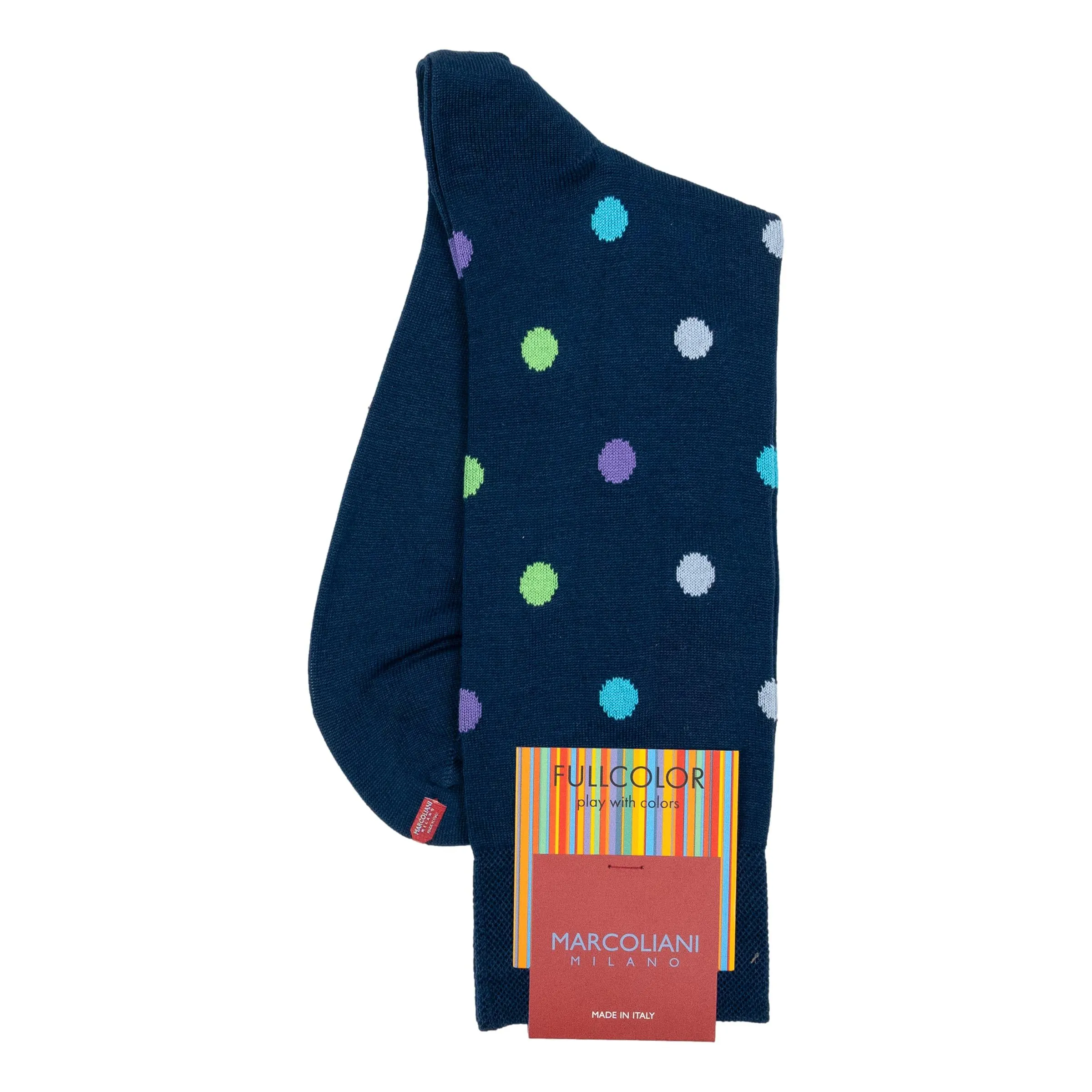 Pima Cotton Multicolor Dot Mid-Calf Dress Socks sold by The Andover Shop