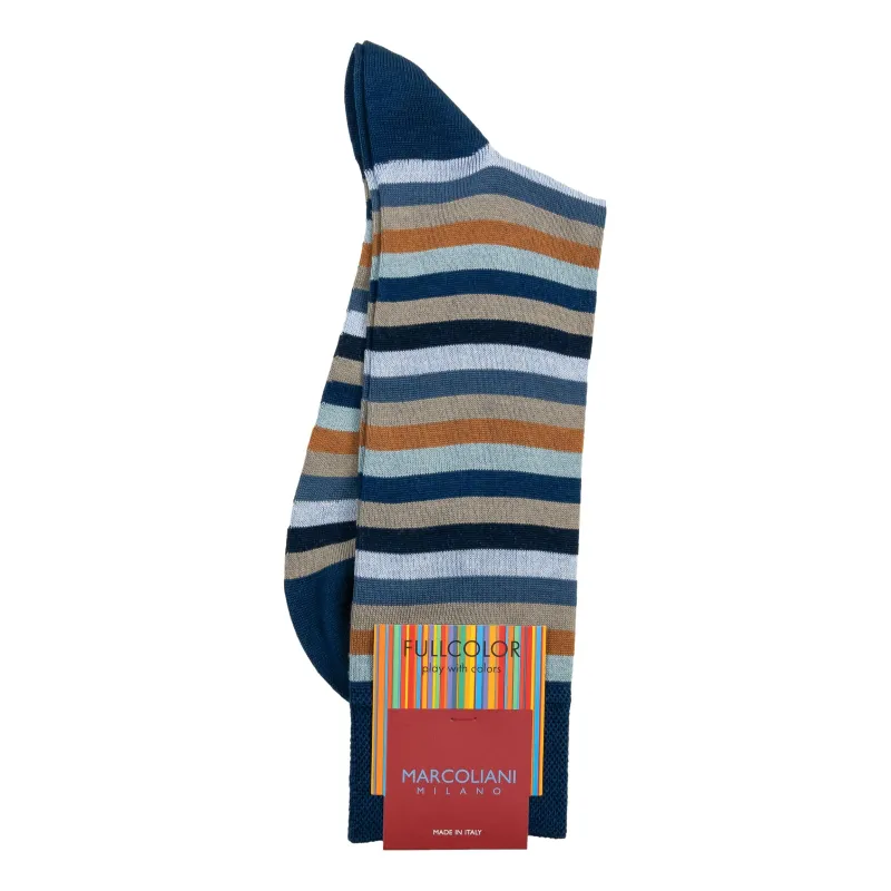 Pima Cotton Rainbow Stripe Mid-Calf Dress Socks sold by The Andover Shop
