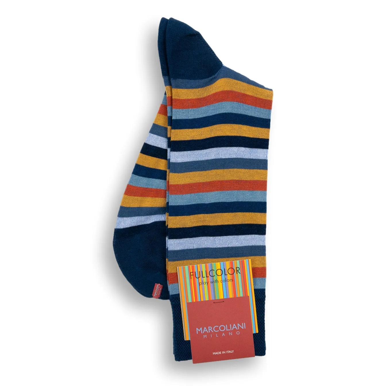Pima Cotton Rainbow Stripe Mid-Calf Dress Socks sold by The Andover Shop product image thumbnail 4