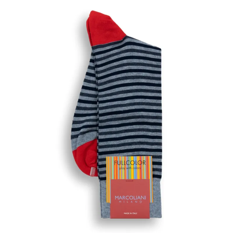 Pima Cotton Easy Stripe Mid-Calf Dress Socks sold by The Andover Shop