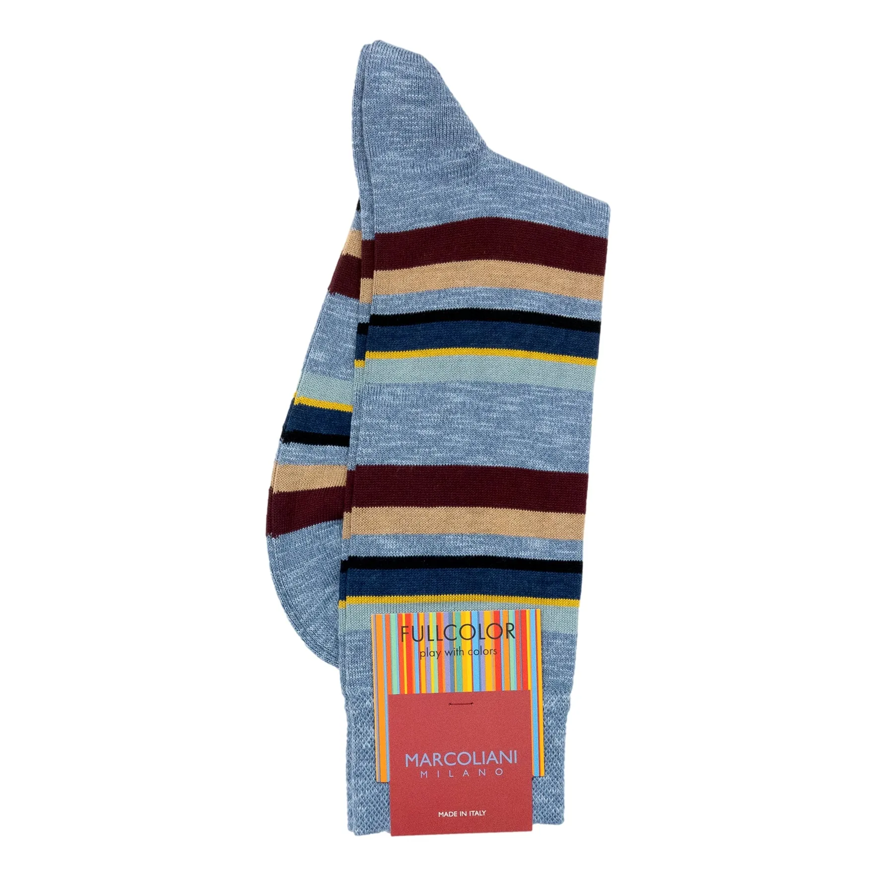 Pima Cotton Eclectic Stripe Mid-Calf Dress Socks sold by The Andover Shop product image thumbnail 3