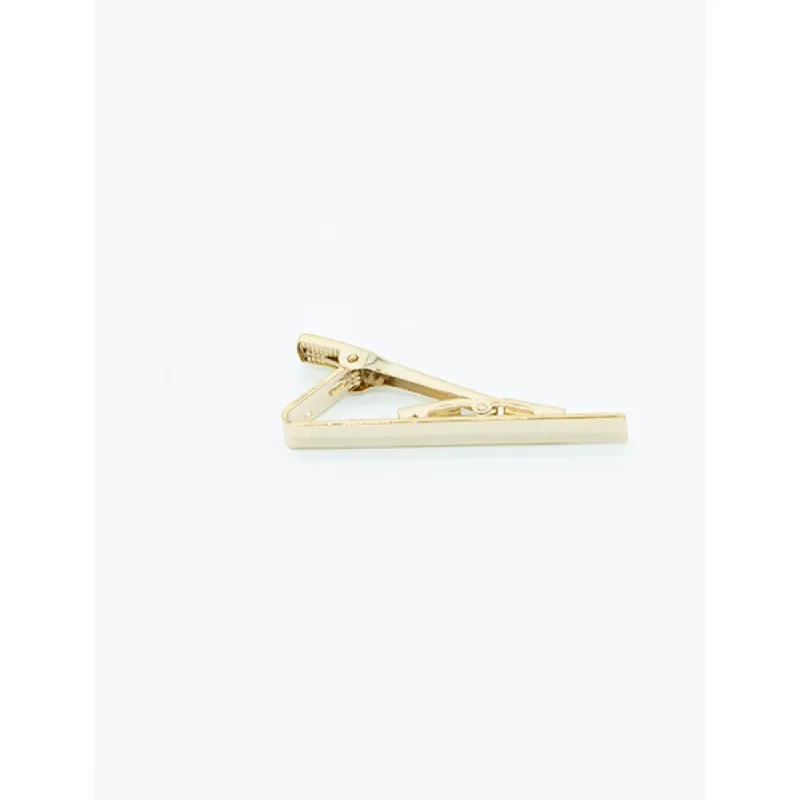 Plain Gold Rectangle Rhodium Plated Tie Bar sold by The Andover Shop