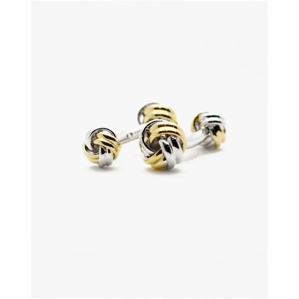 Gold And Silver Double Knot Cufflink sold by The Andover Shop