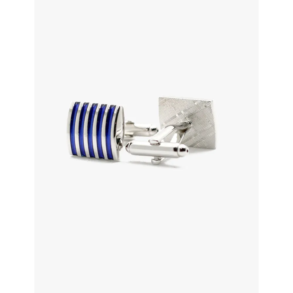 Cobalt Blue Stripe Cufflink sold by The Andover Shop