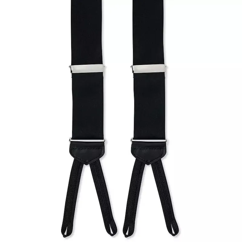 Solid Black Satin Suspenders made by The Andover Shop