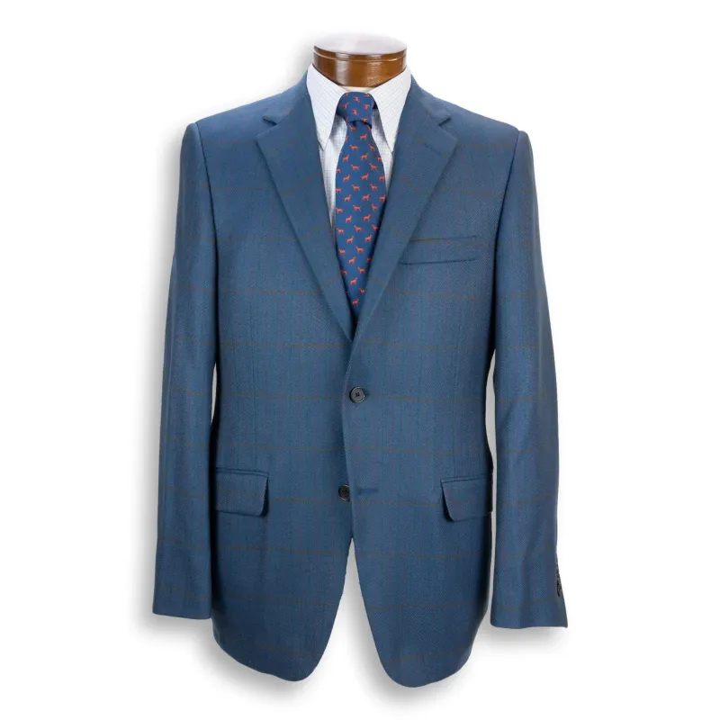 Teal Herringbone with Multi Color Windowpane Wool Sport Coat sold by The Andover Shop