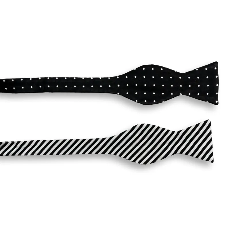 Half and Half Stripe Dot Silk Bow Tie sold by The Andover Shop