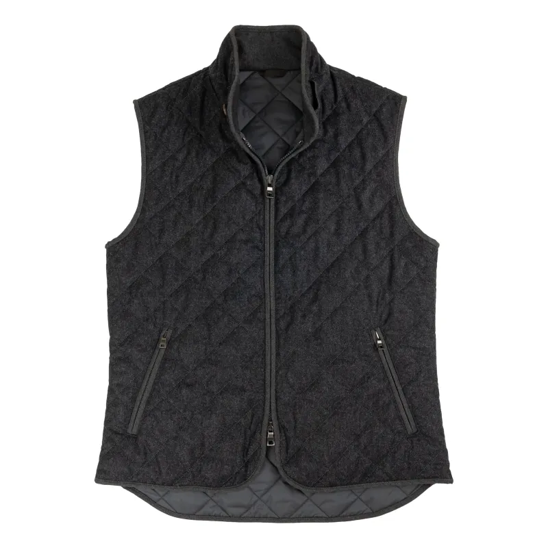 Charcoal Barberis Flannel Waterville Vest sold by The Andover Shop