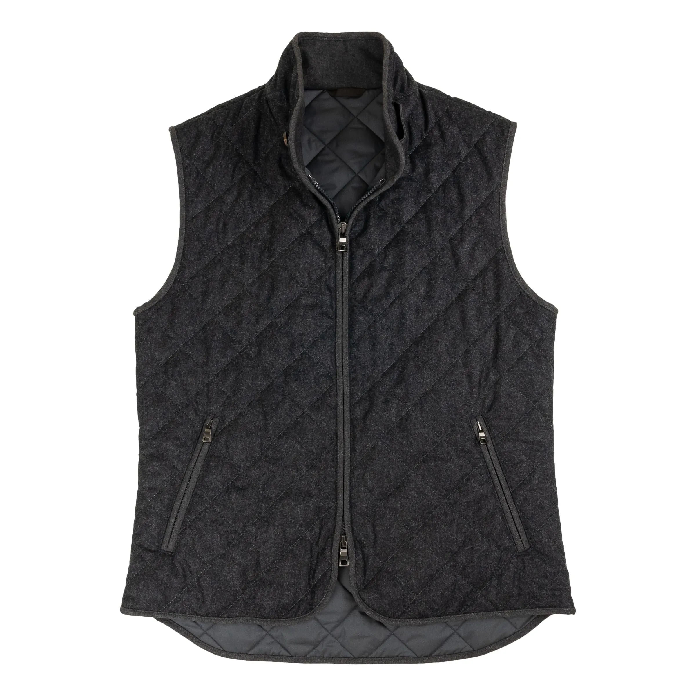 Charcoal Barberis Flannel Waterville Vest sold by The Andover Shop