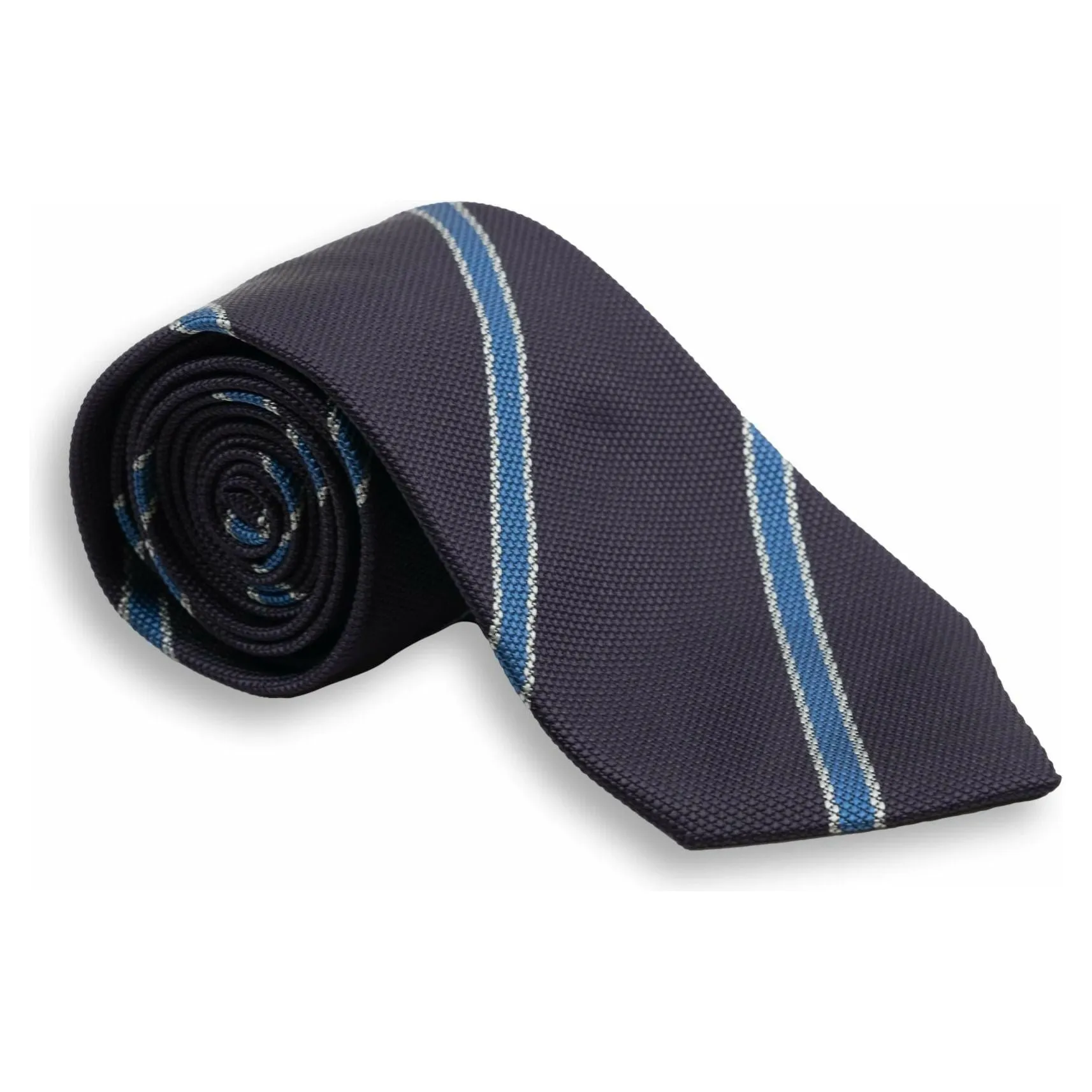 Silver, Blue, and Purple Woven Repp Silk Tie sold by The Andover Shop