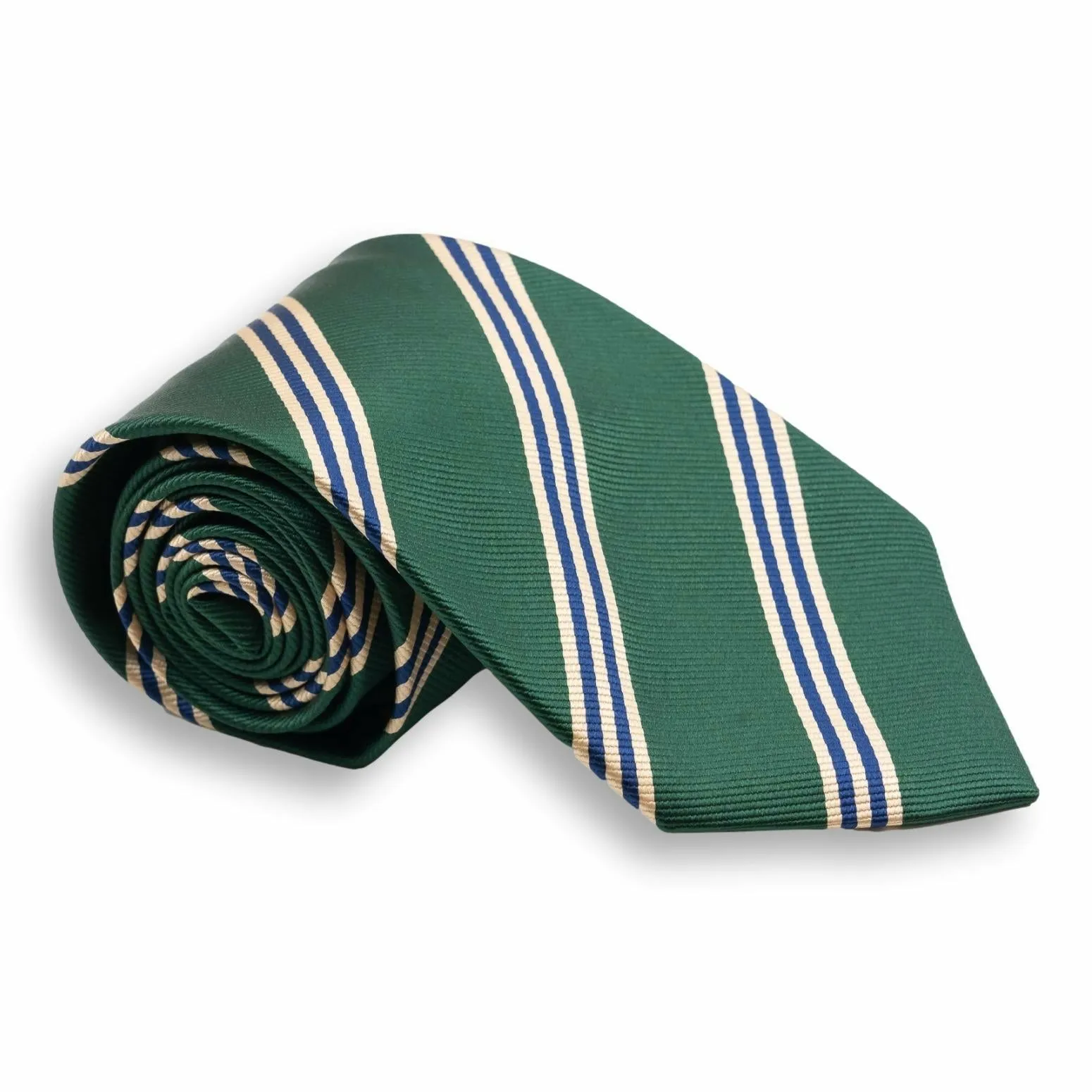 Green Regimental Repp Stripe Silk Tie sold by The Andover Shop product image thumbnail 2