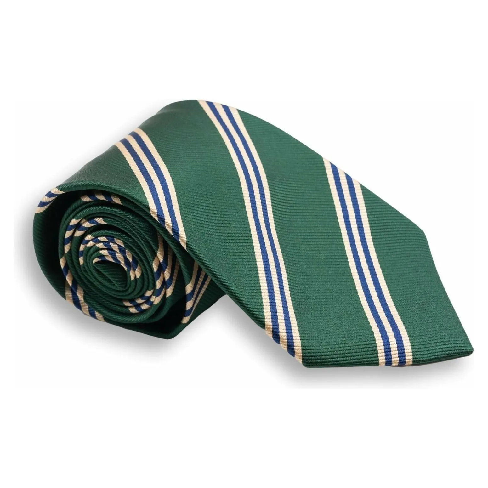 Green Regimental Repp Stripe Silk Tie sold by The Andover Shop