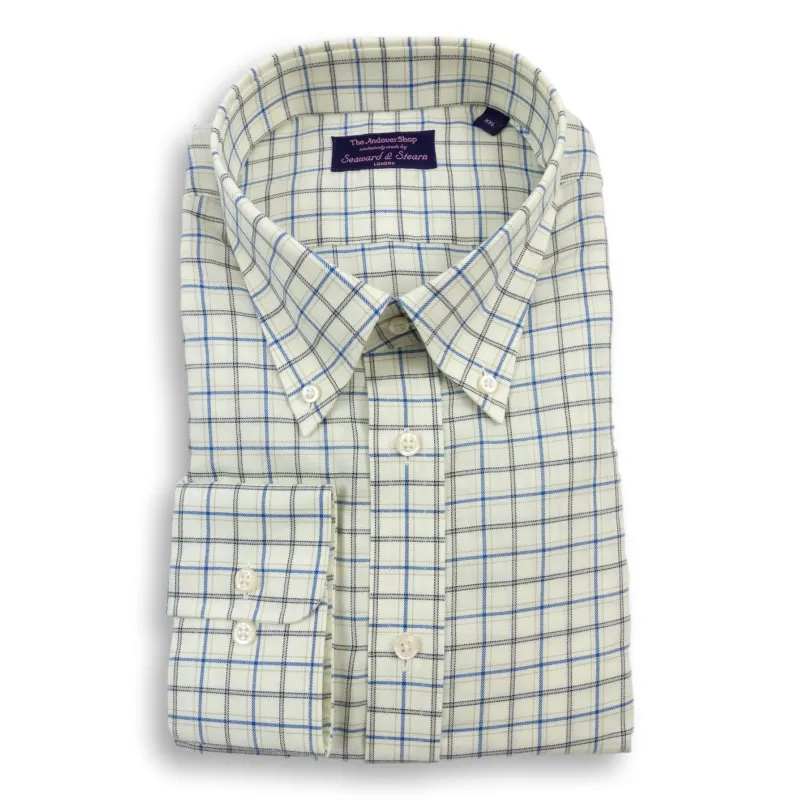 Blue and Taupe Tattersall Button Down Sport Shirt sold by The Andover Shop