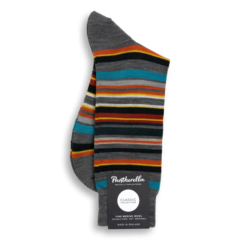 Quakers Stripe Merino Wool Mid-Calf Dress Socks sold by The Andover Shop