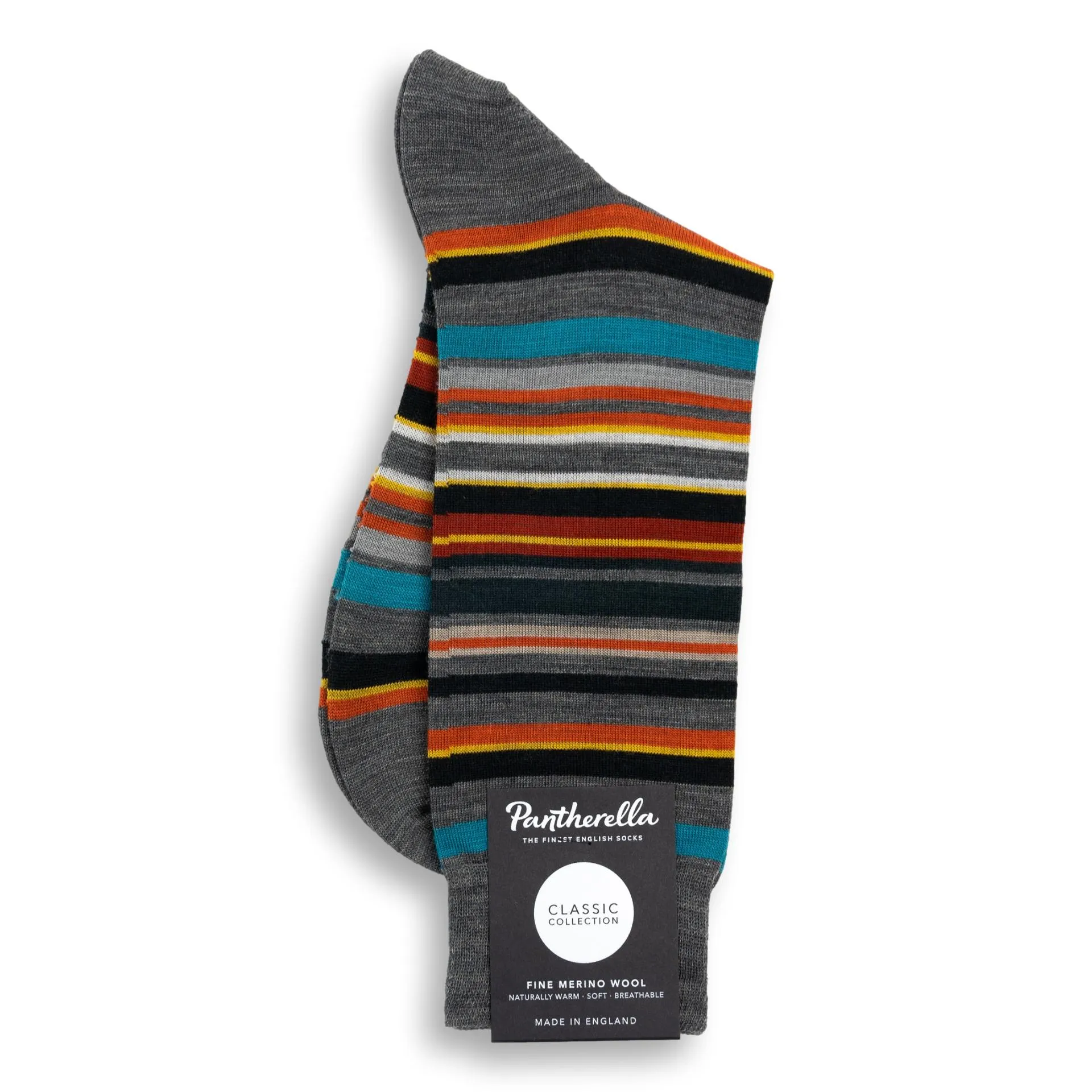 Quakers Stripe Merino Wool Mid-Calf Dress Socks sold by The Andover Shop