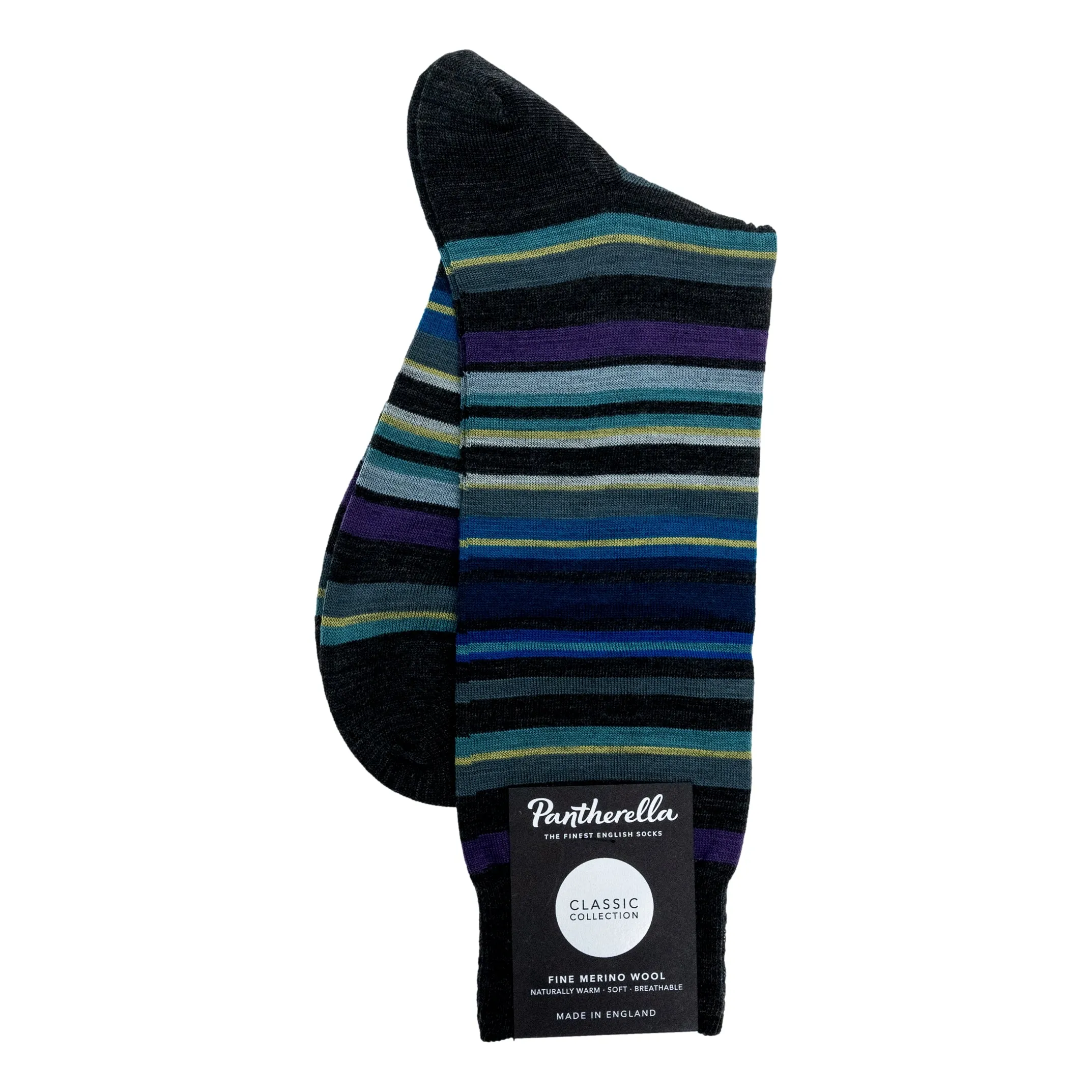 Quakers Stripe Merino Wool Mid-Calf Dress Socks sold by The Andover Shop product image thumbnail 2