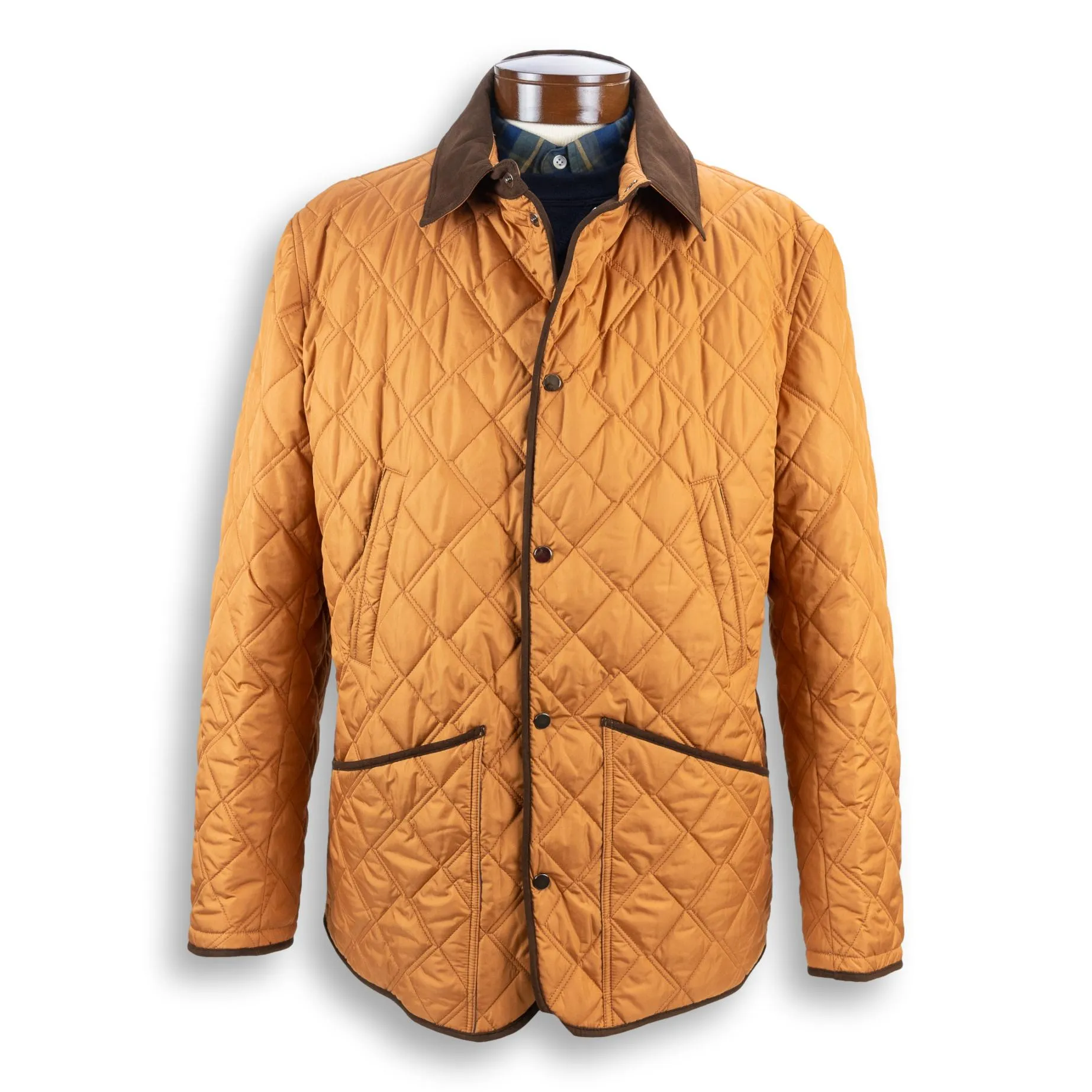 Rust Quilted Waterville Jacket with Alcantara Trim sold by The Andover Shop