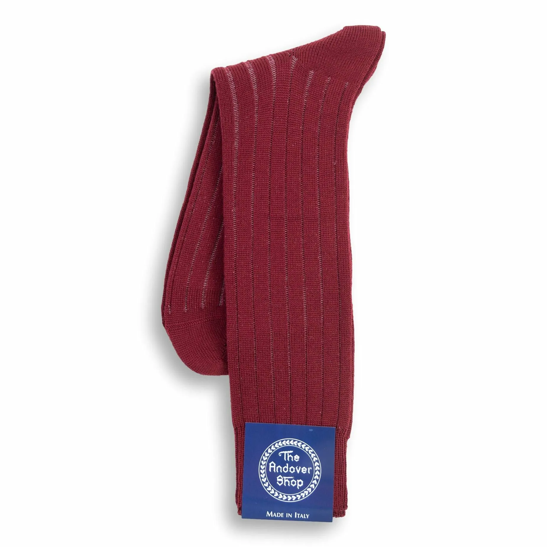 Mid-Calf Ribbed Shadow Stripe Wool Dress Socks sold by The Andover Shop