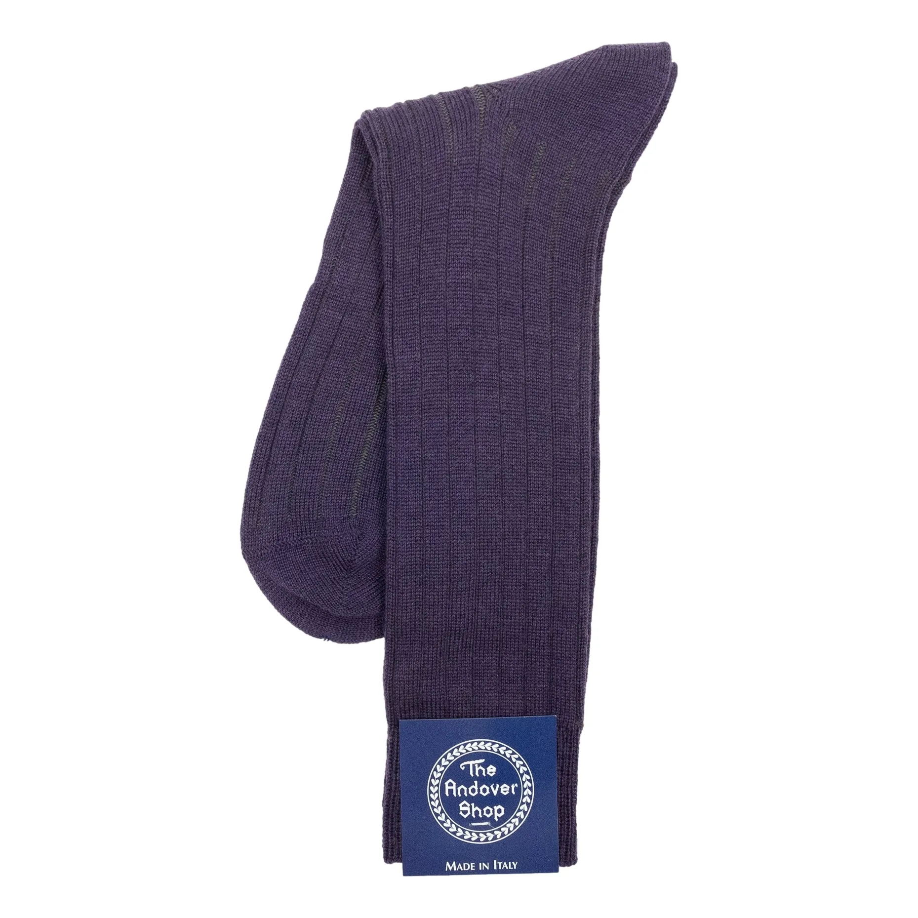 Mid-Calf Ribbed Shadow Stripe Wool Dress Socks sold by The Andover Shop product image thumbnail 4