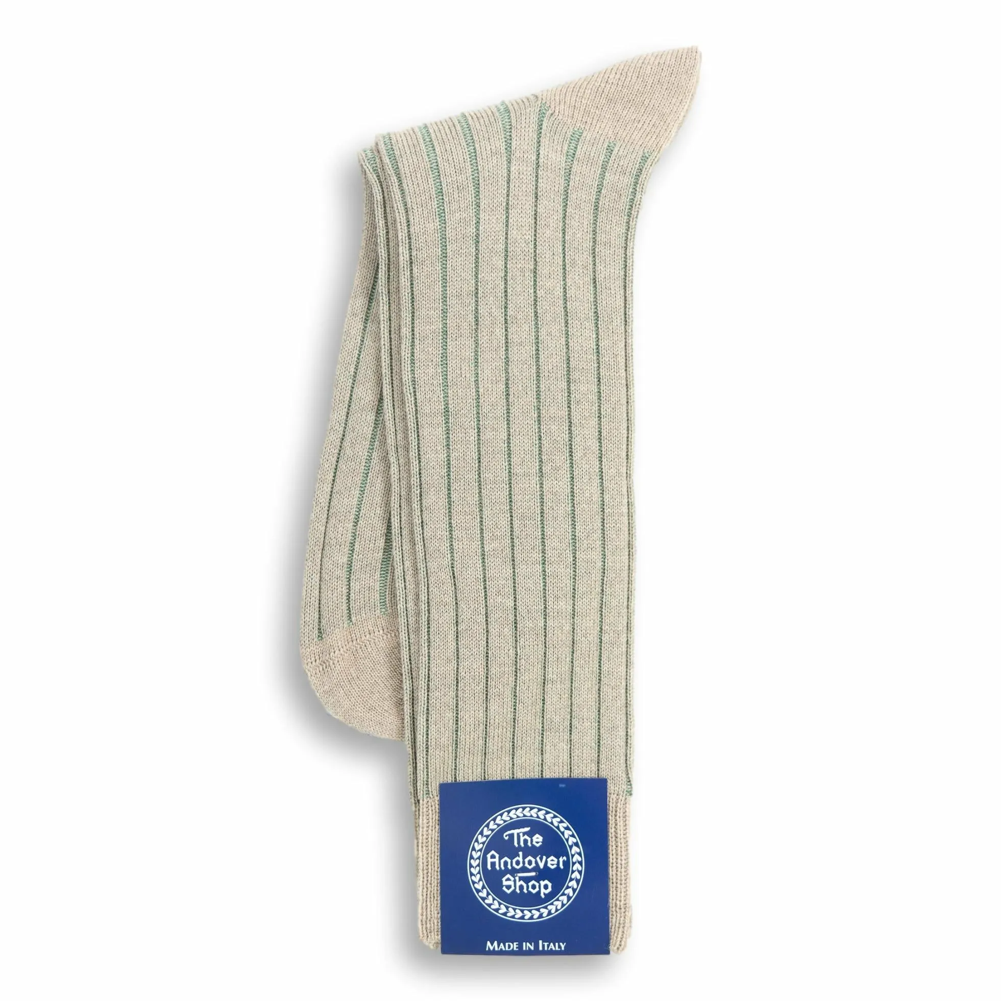 Mid-Calf Ribbed Shadow Stripe Wool Dress Socks sold by The Andover Shop product image thumbnail 3