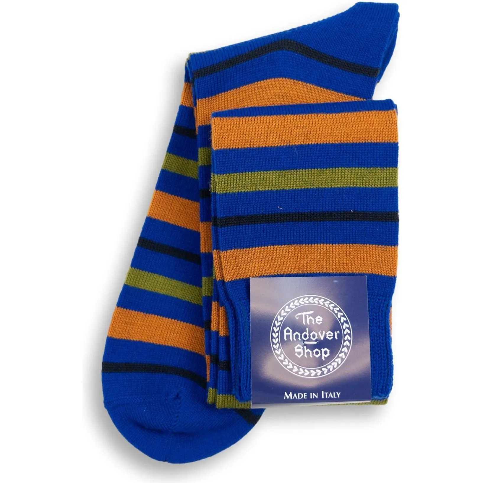 Over the Calf Multi Stripe Wool Dress Socks sold by The Andover Shop