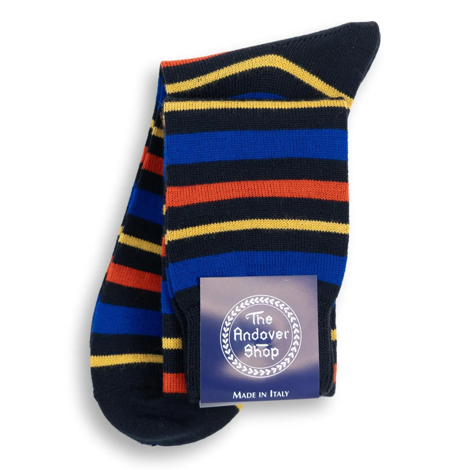 Over the Calf Multi Stripe Wool Dress Socks sold by The Andover Shop product image thumbnail 2