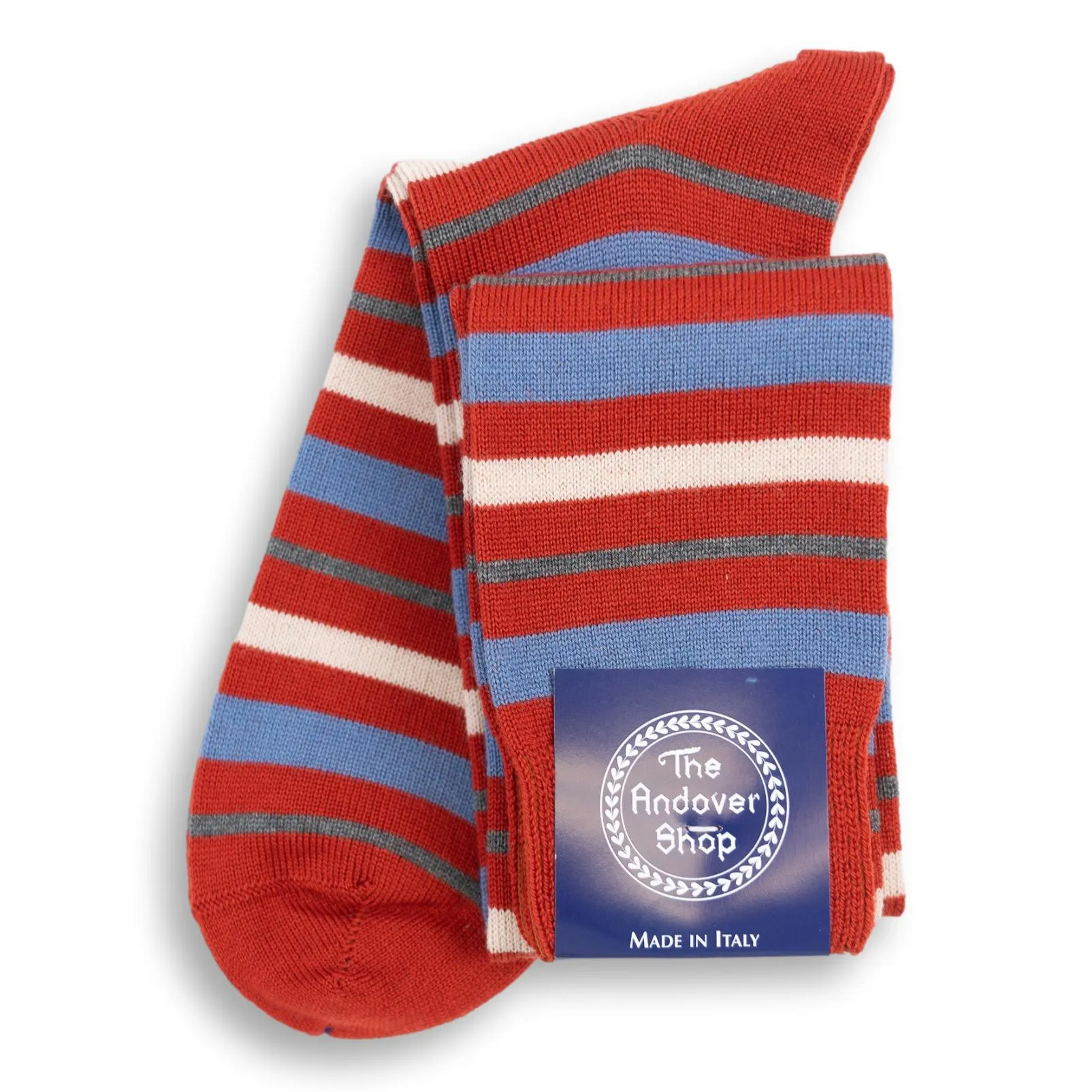 Over the Calf Multi Stripe Wool Dress Socks sold by The Andover Shop product image thumbnail 3