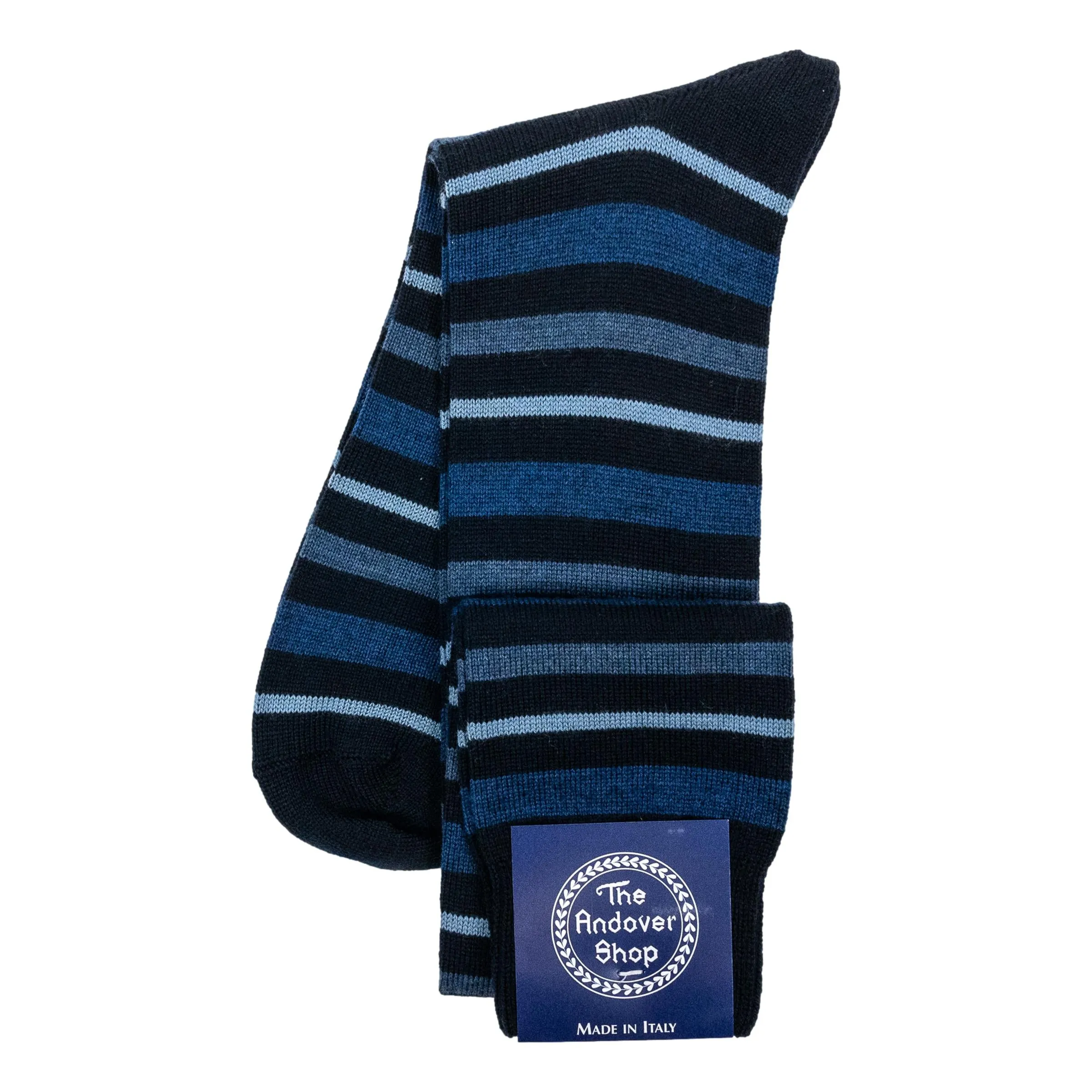 Over the Calf Multi Stripe Wool Dress Socks sold by The Andover Shop product image thumbnail 5