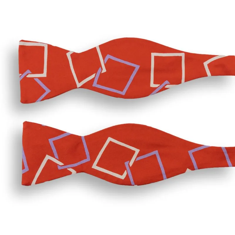 Orange Square Patterned Silk Bow Tie sold by The Andover Shop