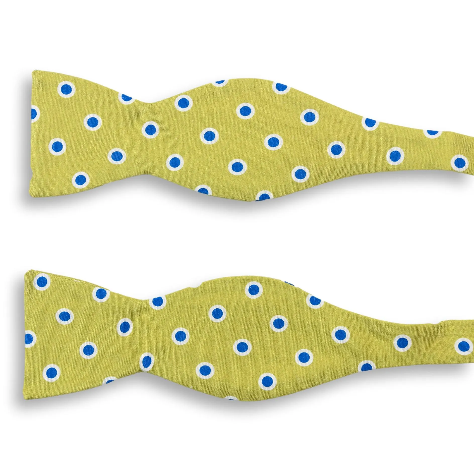 Green with Blue and White Circle Patterned Silk Bow Tie sold by The Andover Shop