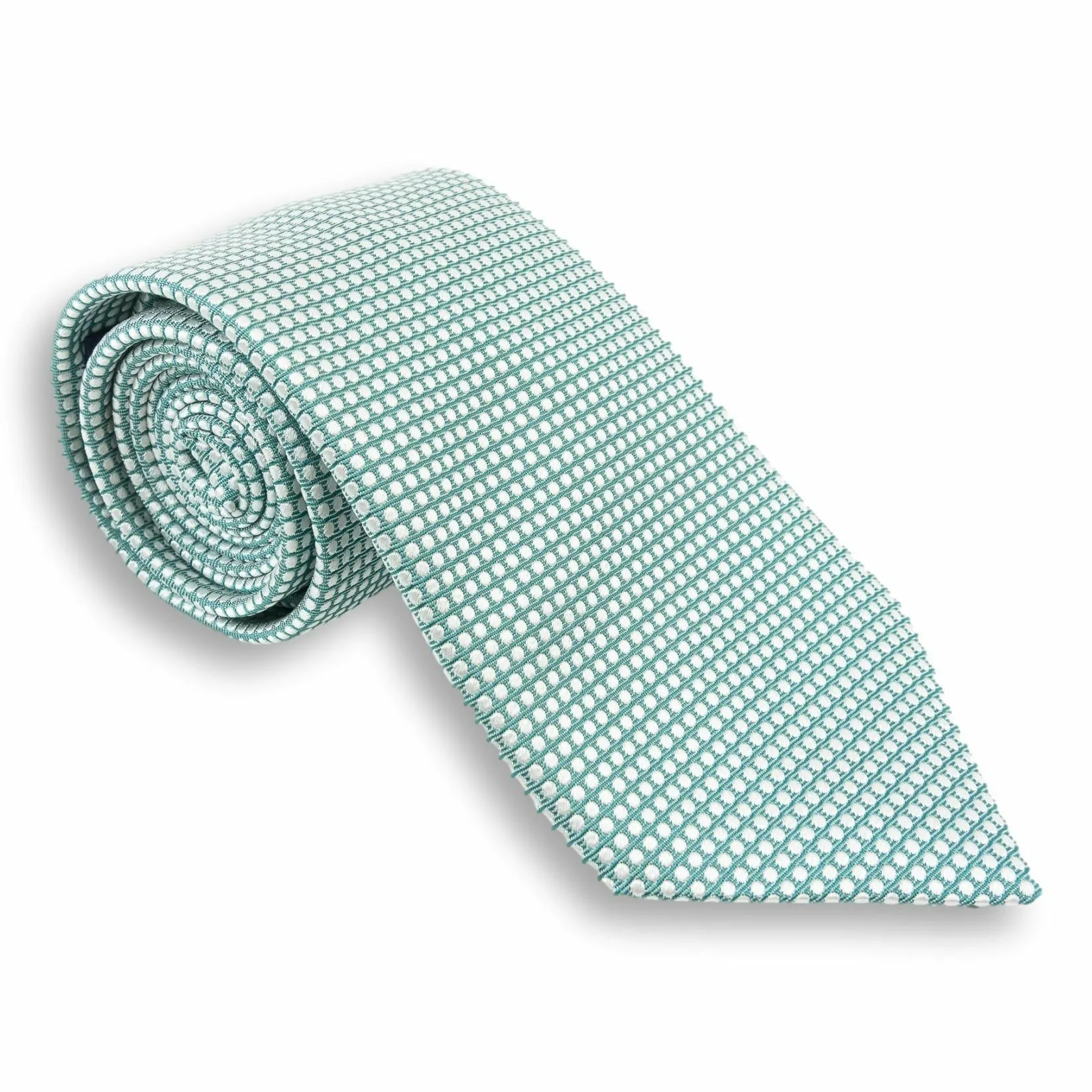 Sea Foam Green Small Circle Patterned Woven Silk Tie sold by The Andover Shop