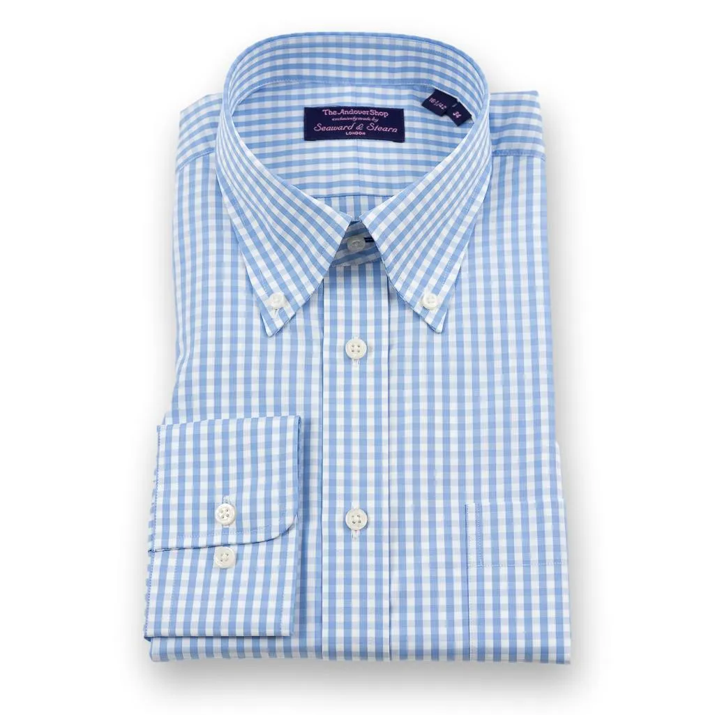 Blue Gingham Button Down Dress Shirt sold by The Andover Shop