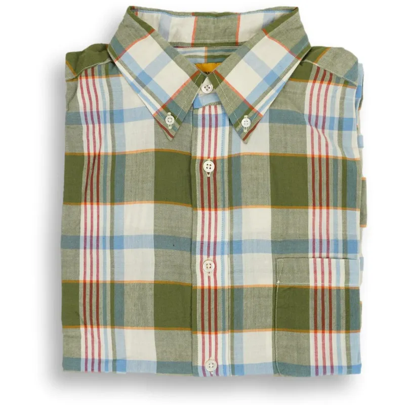 Olive, Sky Blue, and Red Button Down Madras Sport Shirt sold by The Andover Shop