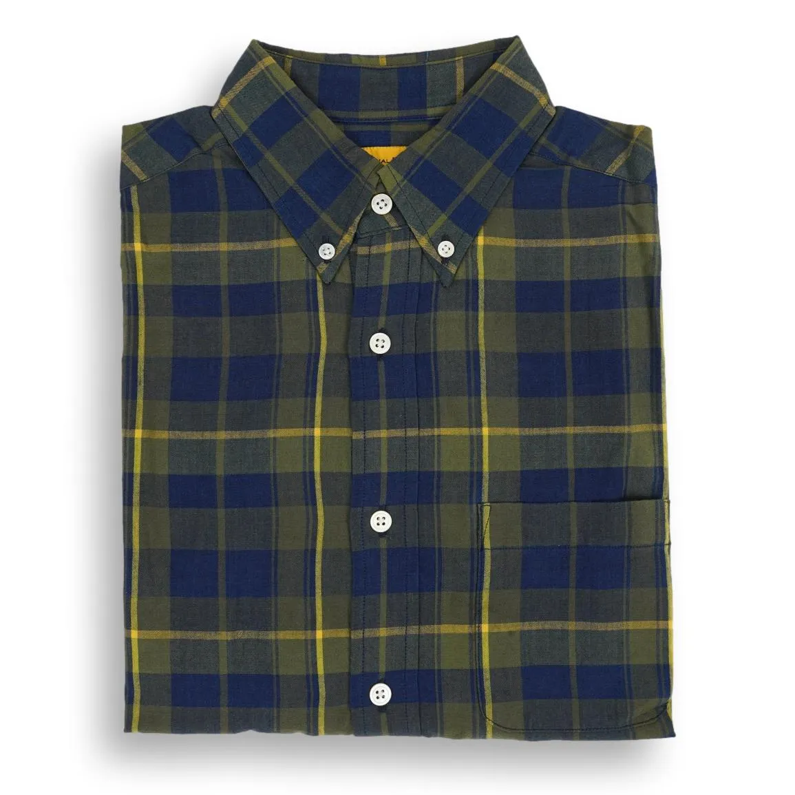 Navy, Olive, and Yellow Button Down Madras Sport Shirt sold by The Andover Shop