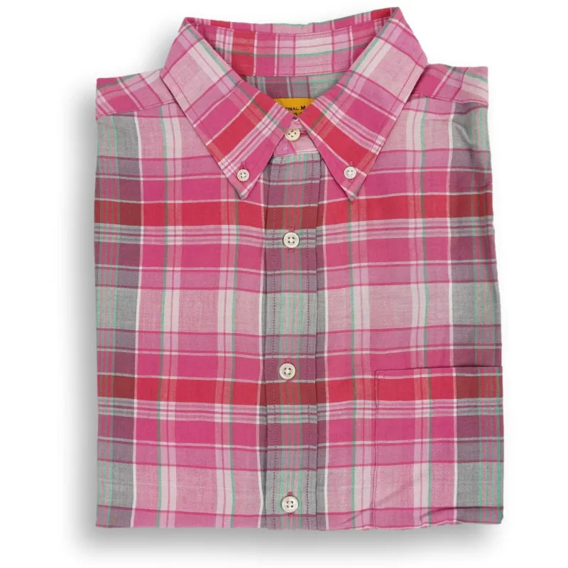 Pink Summer Sunset Button Down Madras Sport Shirt sold by The Andover Shop