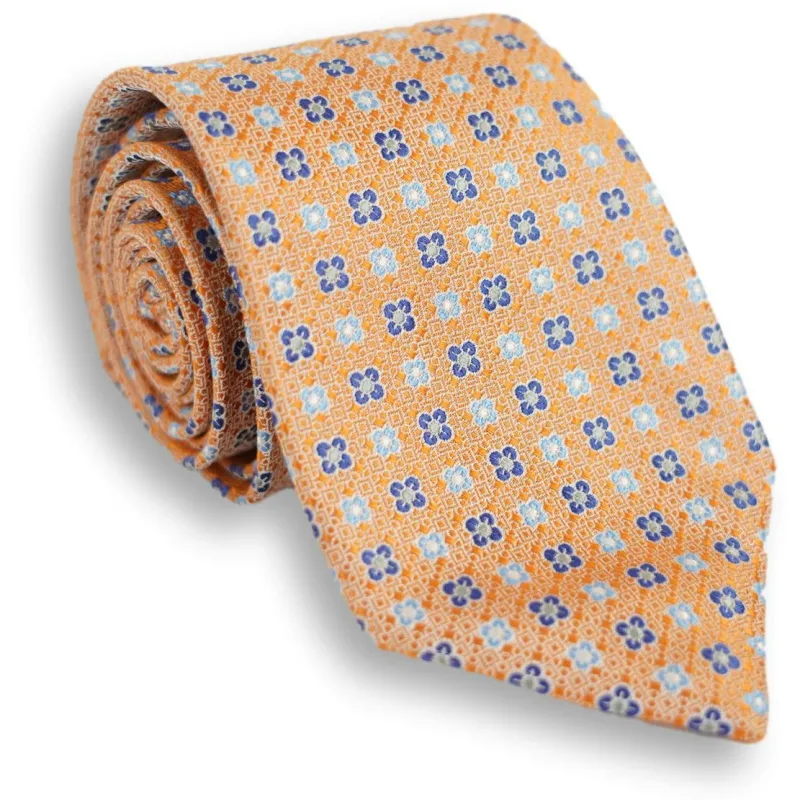Royal and Sky Blue Flower Motif Silk Tie sold by The Andover Shop