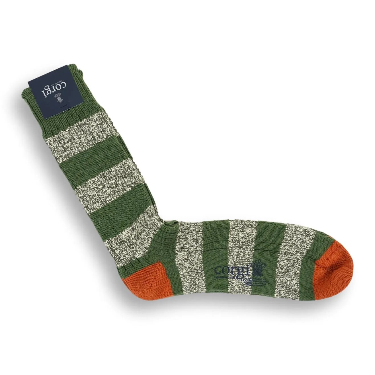 Pure Cotton Stripe with Contrast Toe and Heel Sock sold by The Andover Shop