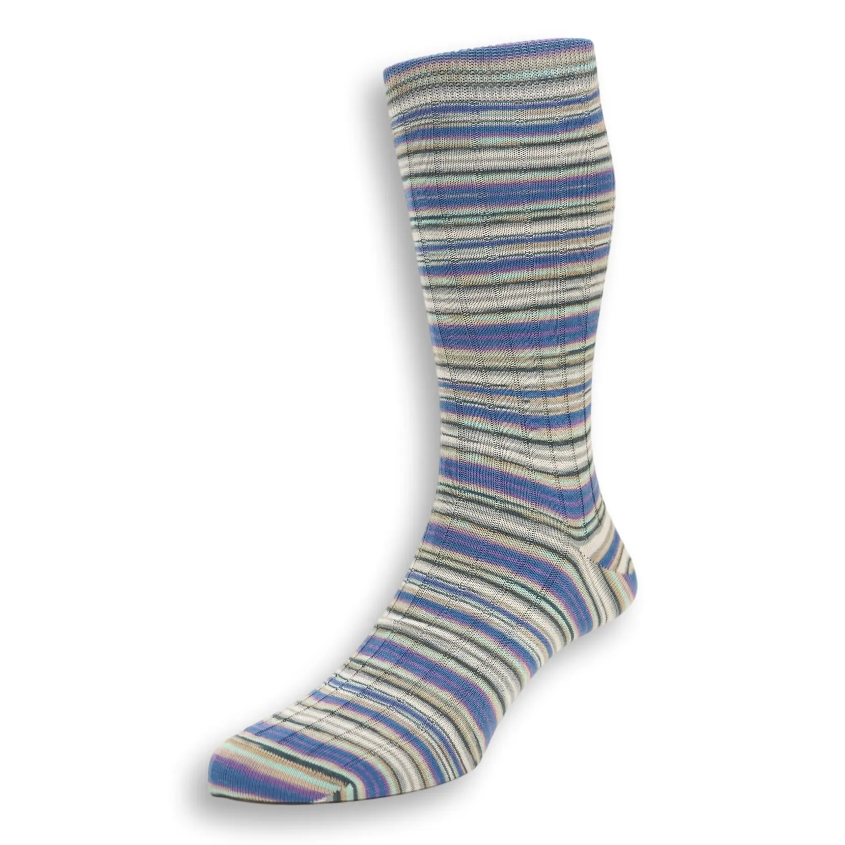 Mid-Calf Linen and Silk Blend Multi-Stripe Dress Sock sold by The Andover Shop product image thumbnail 2