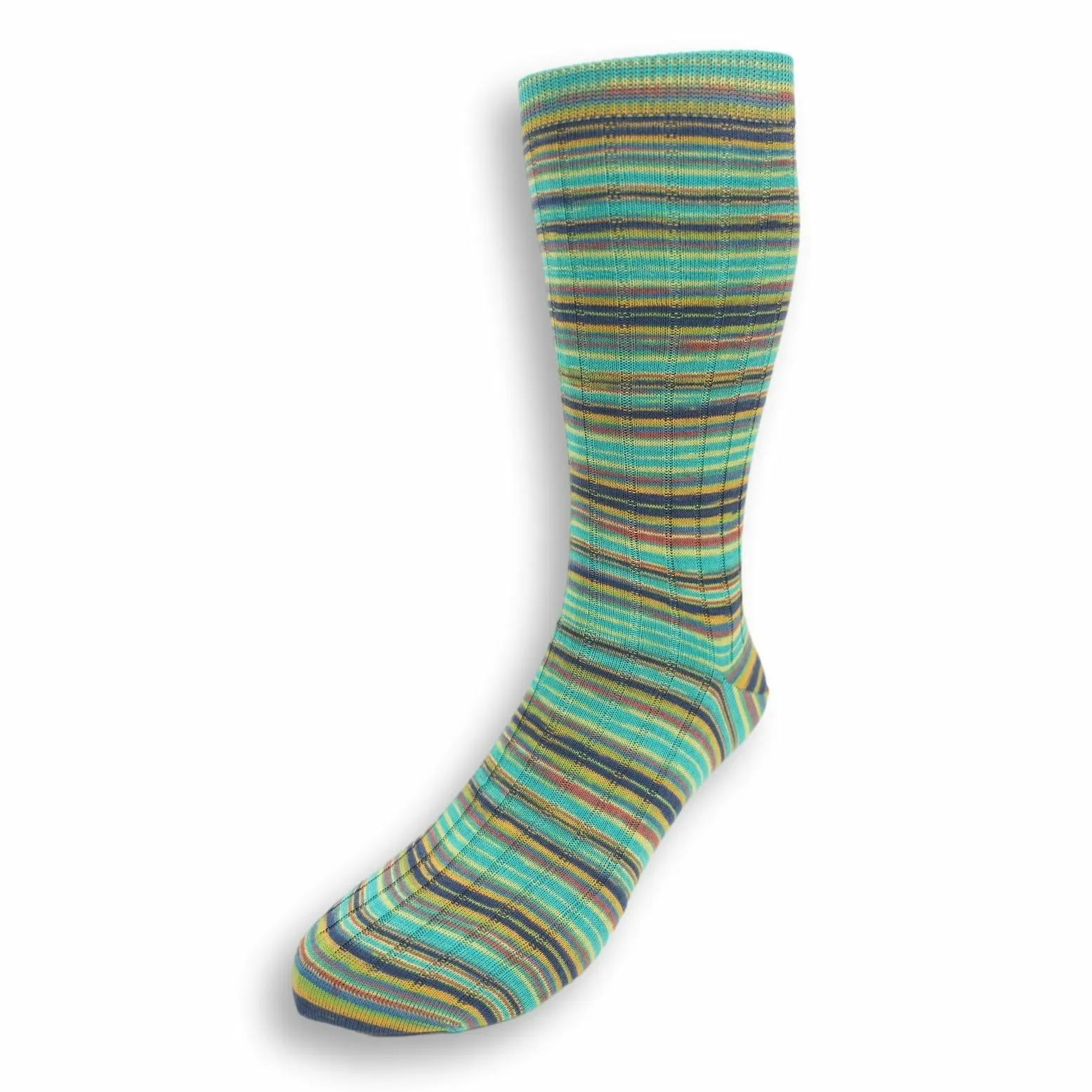 Mid-Calf Linen and Silk Blend Multi-Stripe Dress Sock sold by The Andover Shop