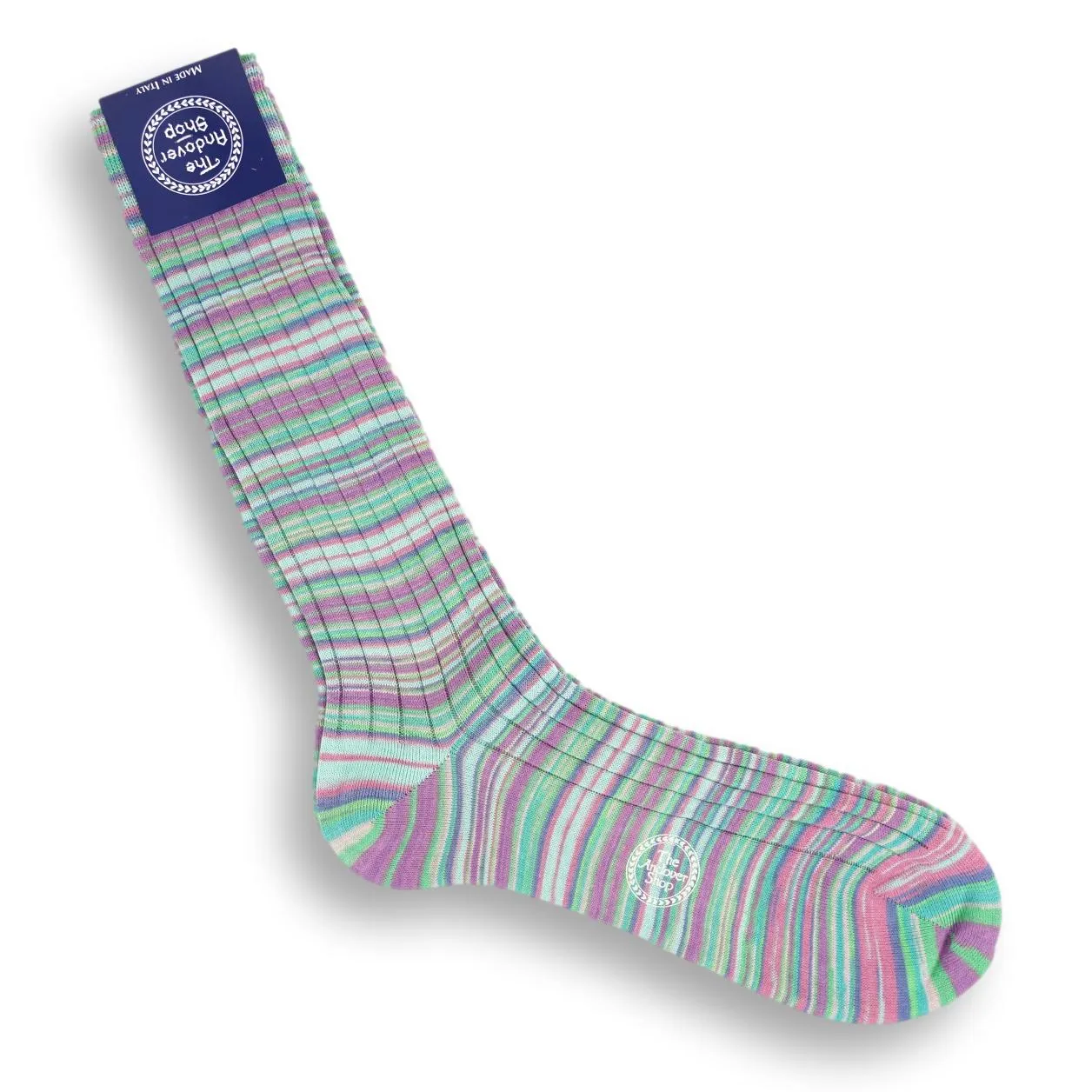Mid-Calf Linen and Silk Blend Multi-Stripe Dress Sock sold by The Andover Shop product image thumbnail 3