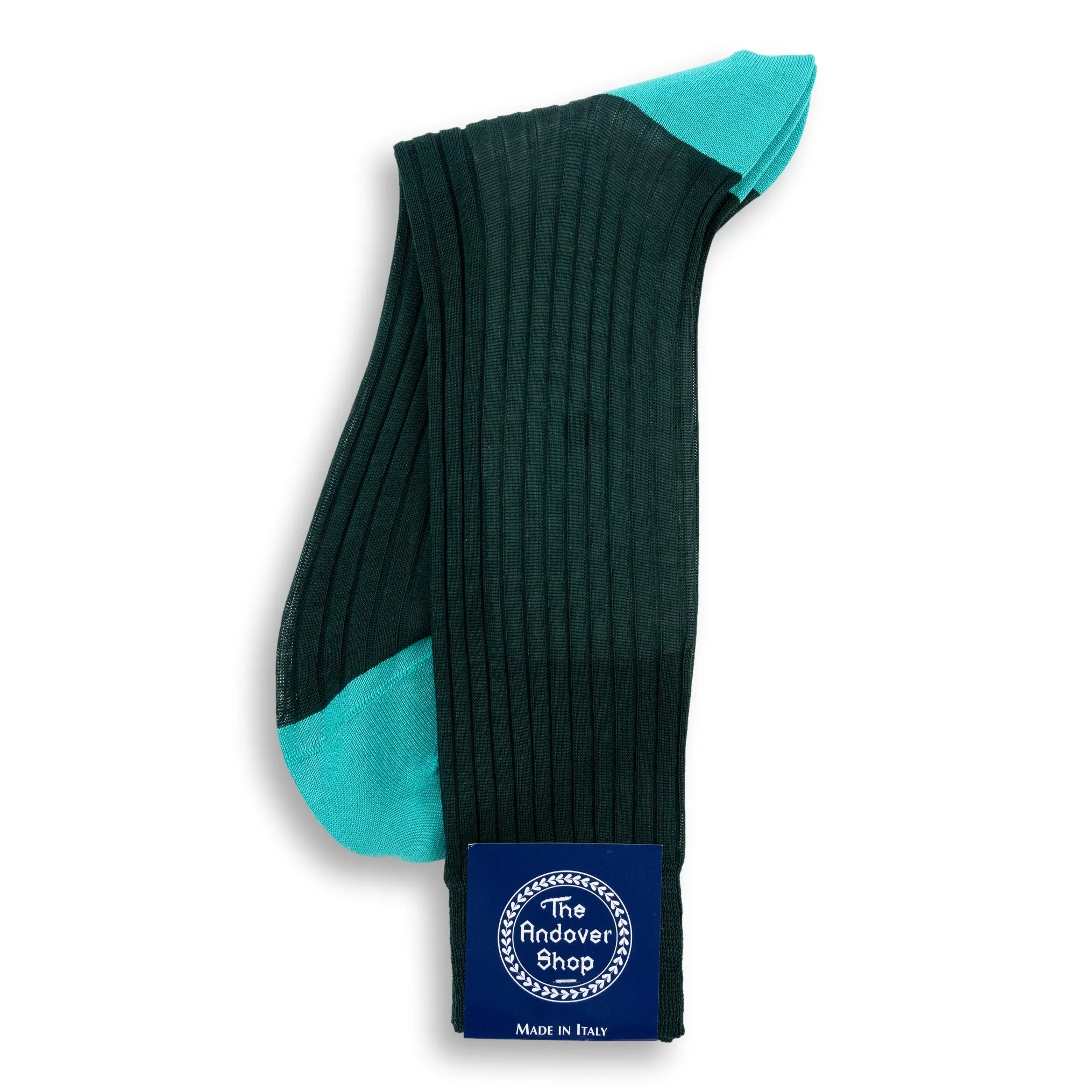 Mid-Calf Cotton Ribbed Two Tone Dress Sock sold by The Andover Shop product image thumbnail 4