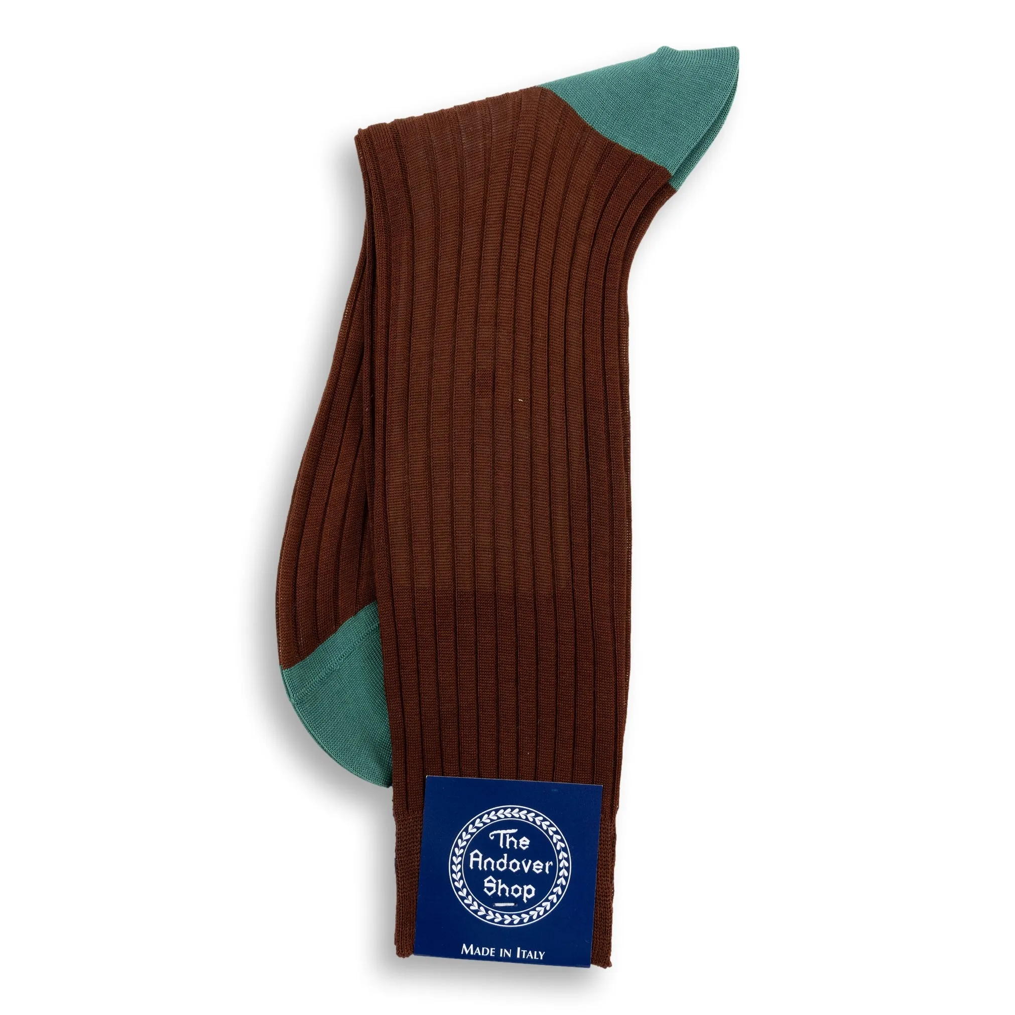 Mid-Calf Cotton Ribbed Two Tone Dress Sock sold by The Andover Shop product image thumbnail 5