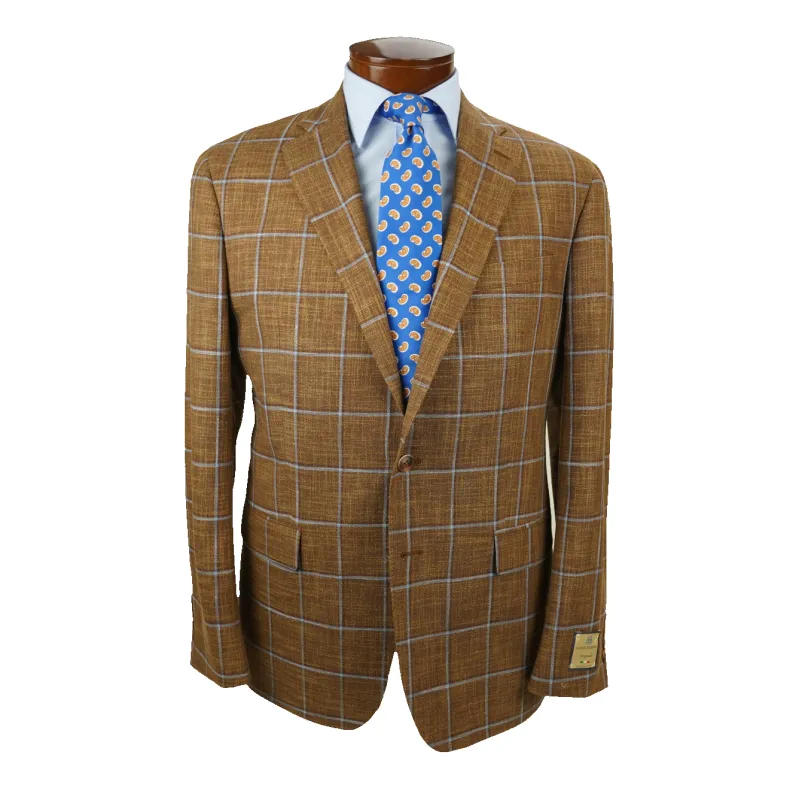 Brown with Light Blue Windowpane Carlo Barbera Sport Coat sold by The Andover Shop