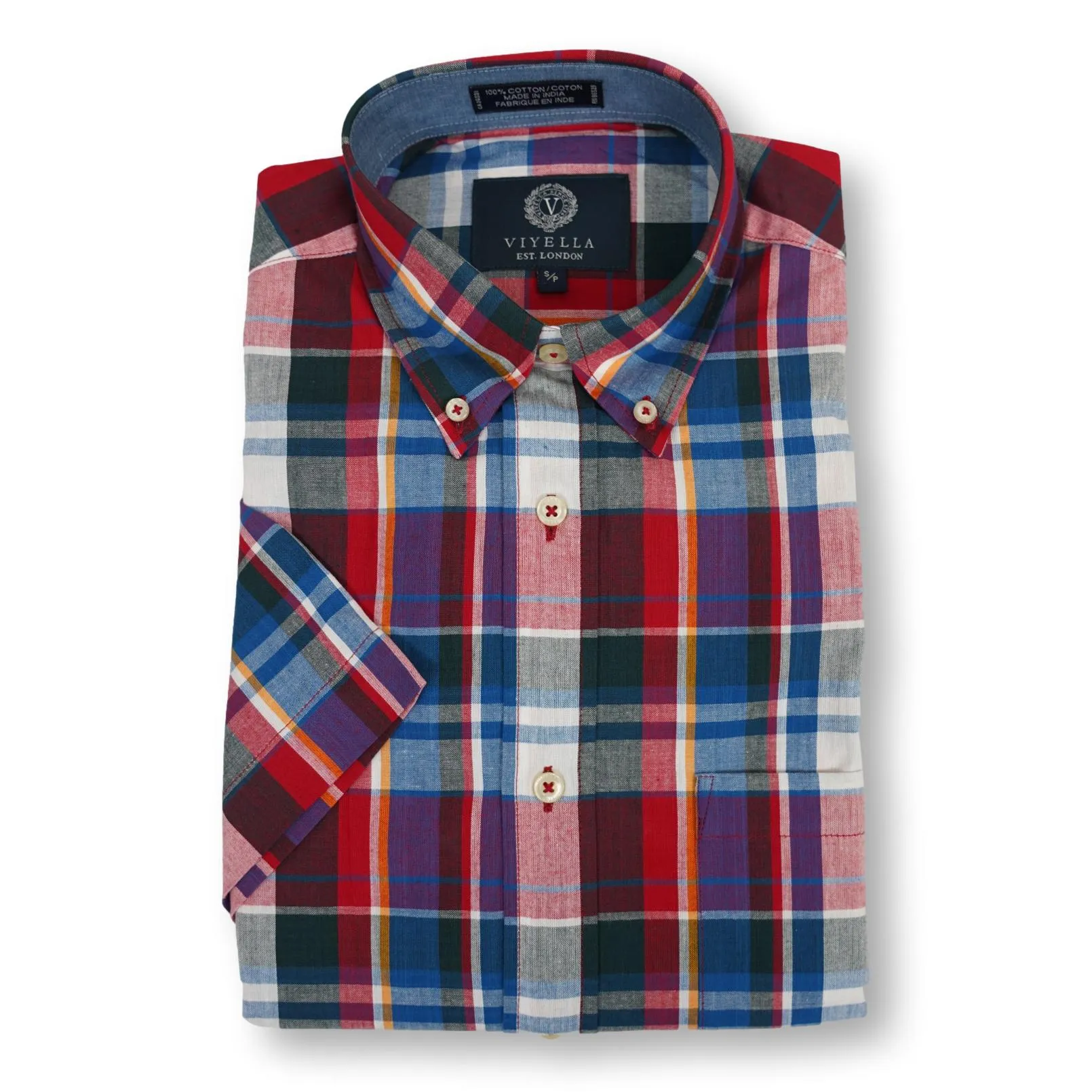 Viyella 100% Cotton Madras Short Sleeve Sport Shirt sold by The Andover Shop product image thumbnail 3