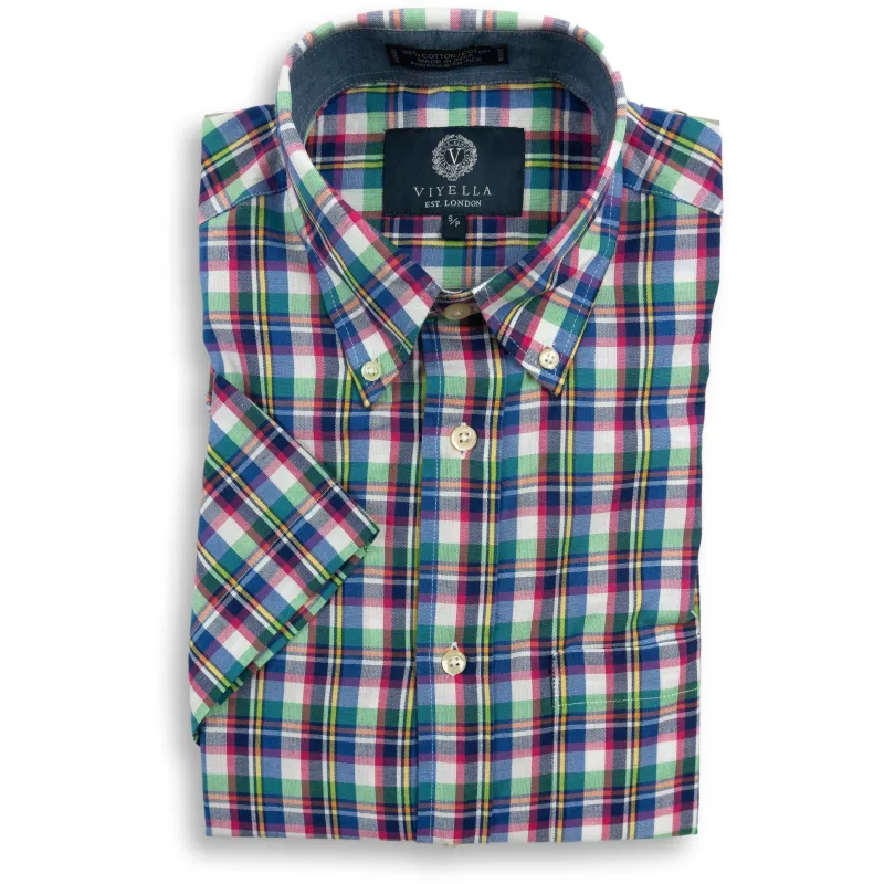 Viyella 100% Cotton Madras Short Sleeve Sport Shirt sold by The Andover Shop