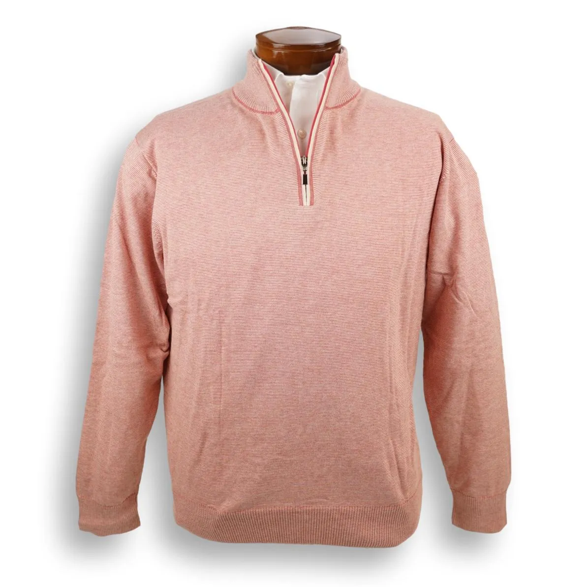 Pima Cotton Fine Stripe 1/4 Zip Sweater sold by The Andover Shop product image thumbnail 2