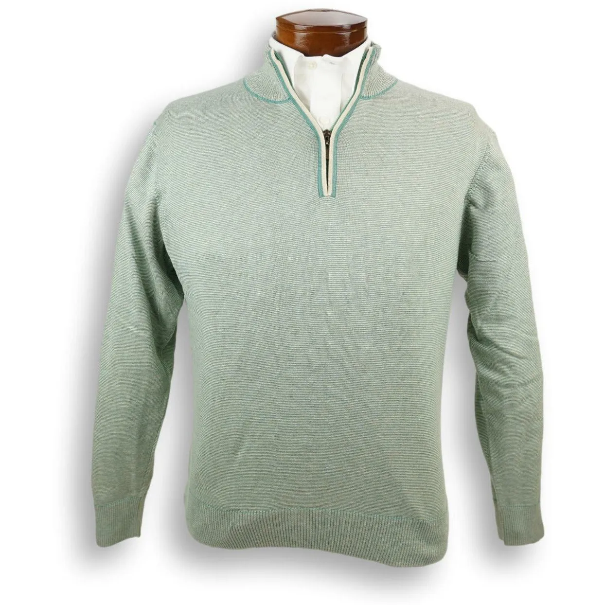 Pima Cotton Fine Stripe 1/4 Zip Sweater sold by The Andover Shop product image thumbnail 3