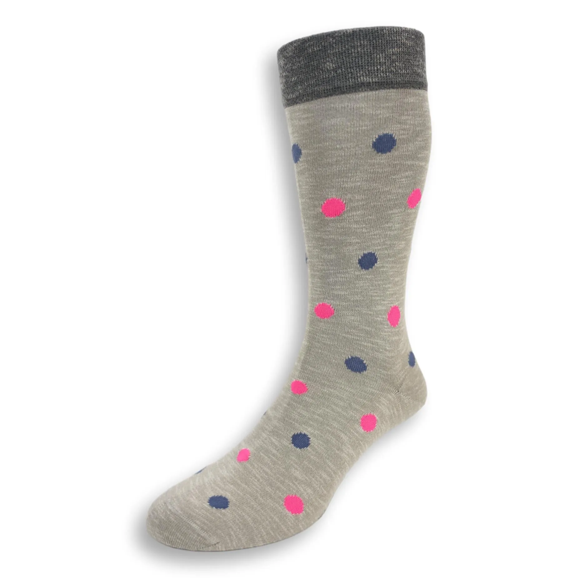 Pima Cotton Fluo Dots Mid-Calf Dress Socks sold by The Andover Shop