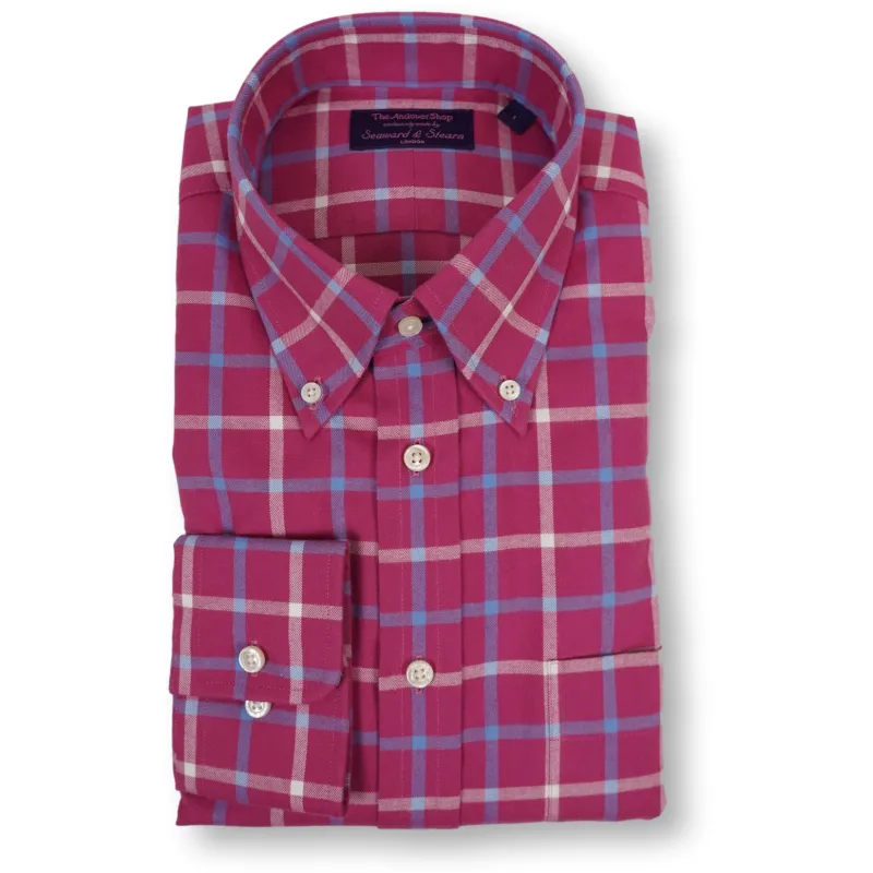 Pink Ground with Light Blue and White Tattersall Button Down Sport Shirt sold by The Andover Shop